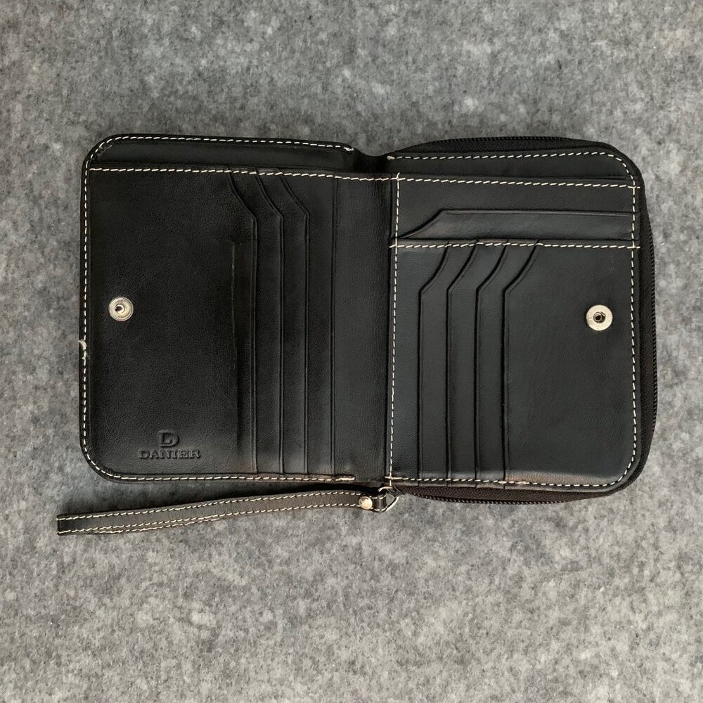 Danier Black Bifold Zip Closure and Side Snap On Closure Wristlet Wallet - Picture 6 of 8
